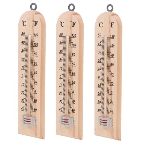 BESPORTBLE 3St Holzthermometer präzise genaue Temperaturanzeige Außenthermometer Thermometer für Gewächshaus Innenthermometer Kühlschrank Werkzeug Wandbehang Indikator Profi Prüfer hölzern von BESPORTBLE