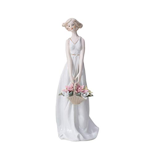 BESPORTBLE Porzellanfigur Dame Dame Statue Porzellan Dame Skulptur Tisch Ornament Kuchen Topper für zu Hause Raumdekoration (Blumenkorb) Porzellanfigur Keramik Porzellanfiguren von BESPORTBLE