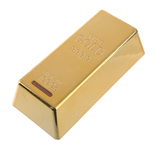 Gold Barren Sparbüchse mit Schlüssel und Schloss, Spardose Goldbarren Kunststoff Spardose Gold Bar Spardose Goldbarren Form von BESPORTBLE