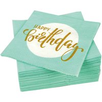Hochwertige Servietten ( 80er Pack ) 33x33 cm, 3-lagig - Partyservietten mit Motiv Happy Birthday - für Party, Geburtstag oder Feiern von BESTLIVINGS