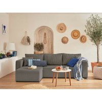 Bestmobilier - Topaze – ecksofa beidseitig montierbar– 4-sitzer– schlaffunktion mit bettkasten – aus cord - grau - Grau von BESTMOBILIER