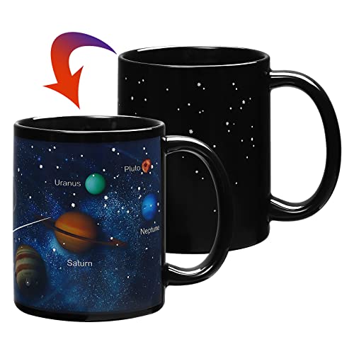 BESTonZON Thermoeffekt Tassen Farbwechsel Kaffeetasse Trinkbecher Geschenke 330ml Sternhimmel (Solar System) von BESTonZON