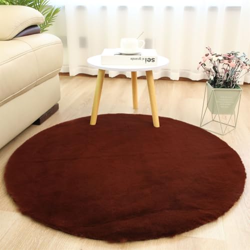 BESTORI 100 cm Rund Teppich Wohnzimmer Moderner Flauschig Schlafzimmer Bettvorleger Waschbarer Carpet Weich Küchenteppich Matte für Flur, Braun BESTORI 100 cm Rund Teppich Wohnzimmer Moderner Flauschig Schlafzimmer Bettvorleger Waschbarer Carpet Weich Küchenteppich Matte für Flur, Braun von BESTORI