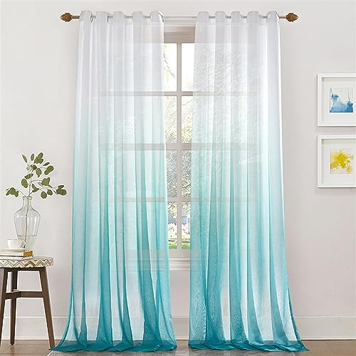 BESTORI Gardinen Transparent Vorhang Farbverlauf Voile Sheer 2er Set Dekoration Gardine mit Ösen Fensterschal für Wohnzimmer Schlafzimmer Kinderzimmer 183 x 259 cm, Blau BESTORI Gardinen Transparent Vorhang Farbverlauf Voile Sheer 2er Set Dekoration Gardine mit Ösen Fensterschal für Wohnzimmer Schlafzimmer Kinderzimmer 183 x 259 cm, Blau von BESTORI