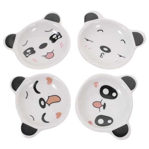 4 Stück Saucenschalen Keramik Schälchen Mini Teller Saucenschälchen Panda Sushi Dippschalen Schüsselchen Servierschalen Tauchschalen für Vorspeise Snack Sojasauce von BESTonZON