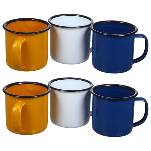 BESTonZON 6 Stück Retro-Emaille-Tasse Espressotasse Puddingbecher Lagerfeuerbecher Camping-Teller-Set Glas-Espressotassen Bunte Tassen Kreative Tasse Emaille-Tassen Kaffeetasse (Random Colour) von BESTonZON