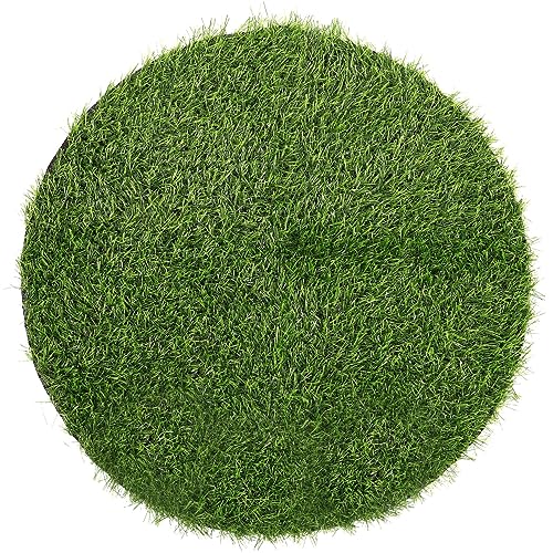 BESTonZON Runde Tischdekoration aus Kunstrasen Tischdecken aus Gras Rasenfläche Fliese Teppich Tischmatte aus PVC-Gras Esstischdekoration draussen Tischset Gleitschiene falsches Gras Bankett von BESTonZON