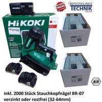 Beteon24 - HiKOKI Akku Nagler NT1865DA 2x2,5Ah 32-65mm + 20° Stauchkopfnägel Bosch gnh 18V-64 BR-07 Aktion-EN14890V von BETEON24