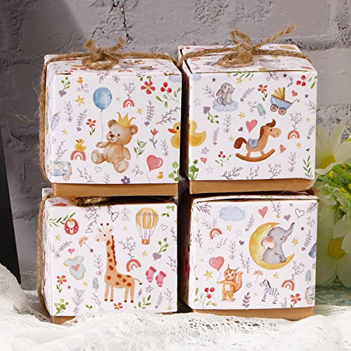 50 Pcs Kleine Geschenkboxen 5x5x5cm Papier Schachteln mit Deckel und Juteschnur Süße Geschenkschachtel Bonboniere Papierbox für Gastgeschenk Süßigkeiten zum Taufe Babyparty Kindergeburtstag usw. von BETESSIN