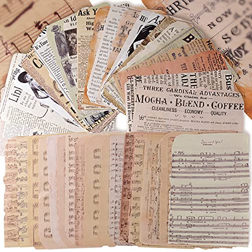 50 Stk 12x17cm Scrapbooking Papier Deko Vintage Bastelpapier Dekopapier Designpapier Scrapbook Zubehör für Tagebuch Notizbuch DIY Kunst und Handwerk (Stil 1) von BETESSIN