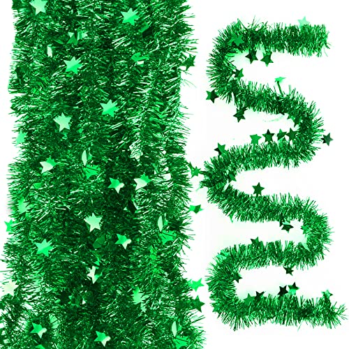 BETESSIN 6 Stücke Weihnachten Lametta Girlande mit Sterne Weihnachtsbaum Lametta Girlande Glänzend Weihnachtsgirlande Hängende Deko für Weihnachten Hochzeit Geburtstag Party von BETESSIN