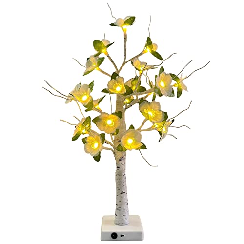 BFYDOAA Beleuchtete Magnolien-Blumen-Baum-Lampe, Tischplatte, künstliche Bonsai-Nachtlichter für Geburtstag, Weihnachten von BFYDOAA