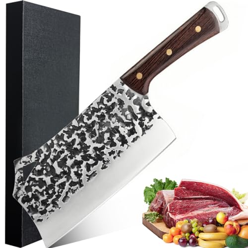 BFYLIN Handgemacht Geschmiedet Küchenmesser Hackmesser Metzgermesser,scharfes Profi-Universalmesser zur Verarbeitung von Gemüse und Fleisch, Chinesisches Kochmesser (Hackmesser) von BFYLIN