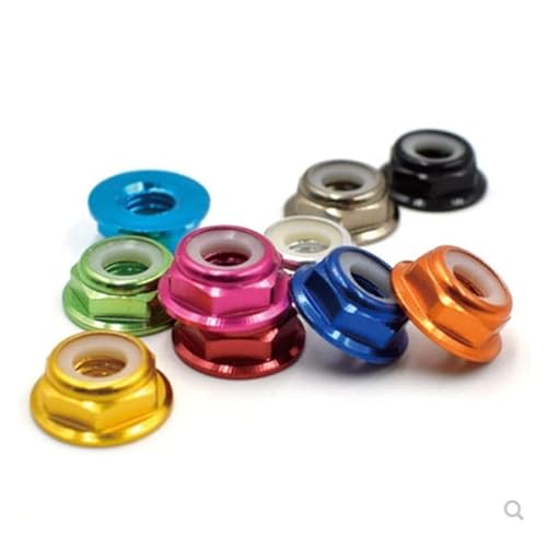 2-10 Stück Aluminiumflansch Nyloneinsatz Kontermutter M2 M2,5 M3 M4 M5 M6 M8 Eloxiert Mehrfarbig Bunte Muttern-M3 10 Stück, rot von BHADANI