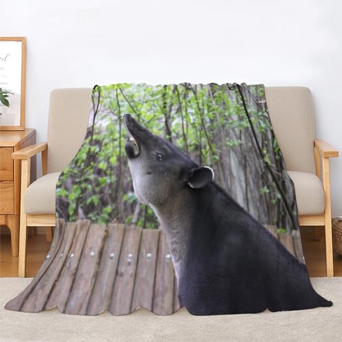 BIAFRA Kuscheldecke Flauschig Tapir Decke 135x200, Wildtiere Pflanzen Flanelldecke, Gemütliche Mikrofaser-Decken für Couch, Sofa, Schlafzimmer, Dekorativ von BIAFRA