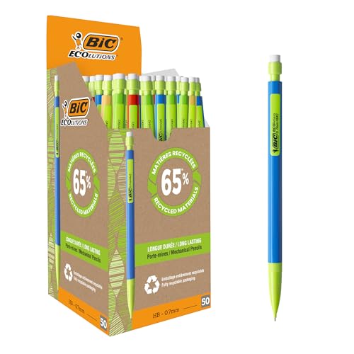 BIC 8877191 Druckbleistift Matic ECOlutions, 0.7 mm, HB, sortierte Schaftfarben, inklusive 4 Minen, Schachtel à 50 Stück von BIC