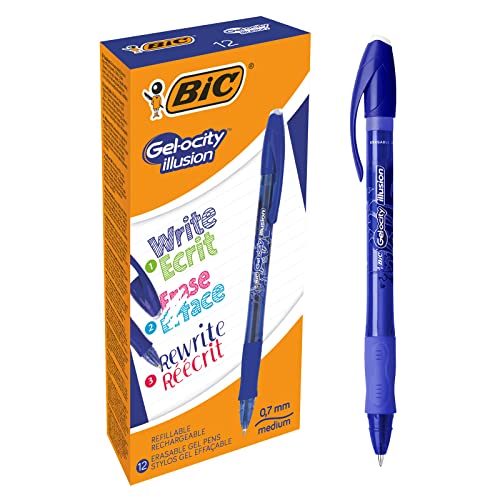 BIC 943440 Gel-ocity Illusion Druck-Gel-Roller 0,7 mm, Schachtel à 12 Stück blau von BIC