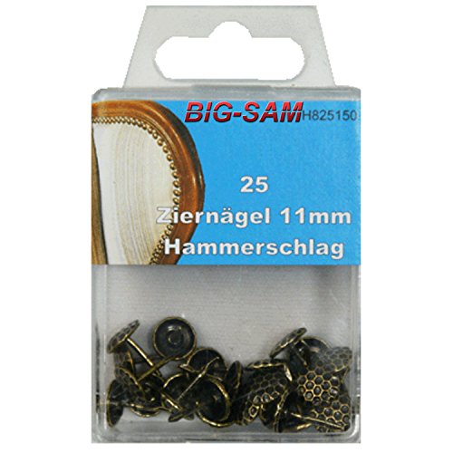 BIG-SAM - Ziernägel - Vintage Polsternägel - 15, 25 oder 100 Stück - (25 Stück, Hammerschlag) von BIG-SAM