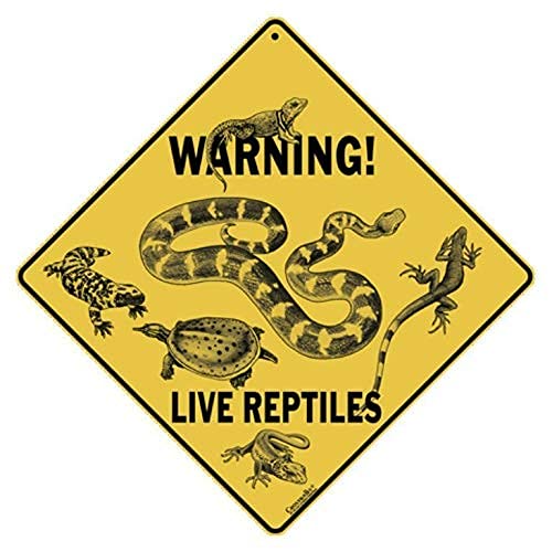 BIGYAK Metall-Blechschild Warnung Live Reptilien Schild Schlange Eidechse Schildkröte Schild 30,5 x 30,5 cm von BIGYAK
