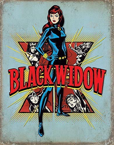 Blechschild Vintage Aluminium Marvel Comics Black Widow Retro 20,3 x 30,5 cm Metall Blechschild Dekoration Eisenmalerei Metall Dekorative Wandkunst von BIGYAK