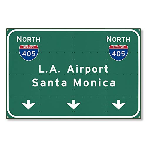 Los Angeles lax Airport I405 N Santa Monica Interstate Metallschild Highway Freeway Metallschild 20,3 x 30,5 cm von BIGYAK