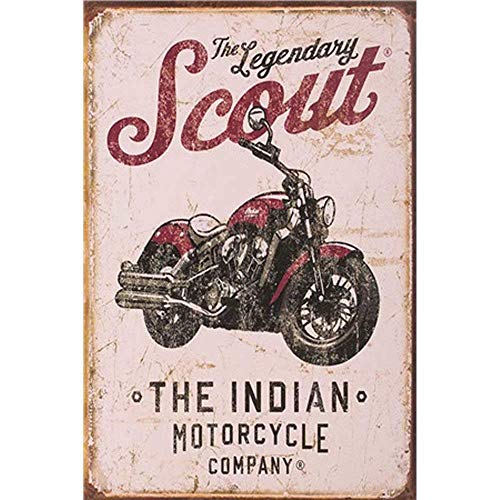 NNGT The Legendary Scout The Indian Motorcycle Company Stil Wanddekoration Retro Look Bild Wandkunst Poster für Bar/Küche Vintage Schild Metall Blechschild 20 x 30 cm von BIGYAK