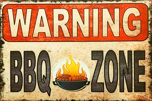 Vintage-Schild mit Aufschrift "Warning BBQ Zone Home Bar Pub Küche Restaurant Wanddeocr Schild 20,3 x 30,5 cm von BIGYAK