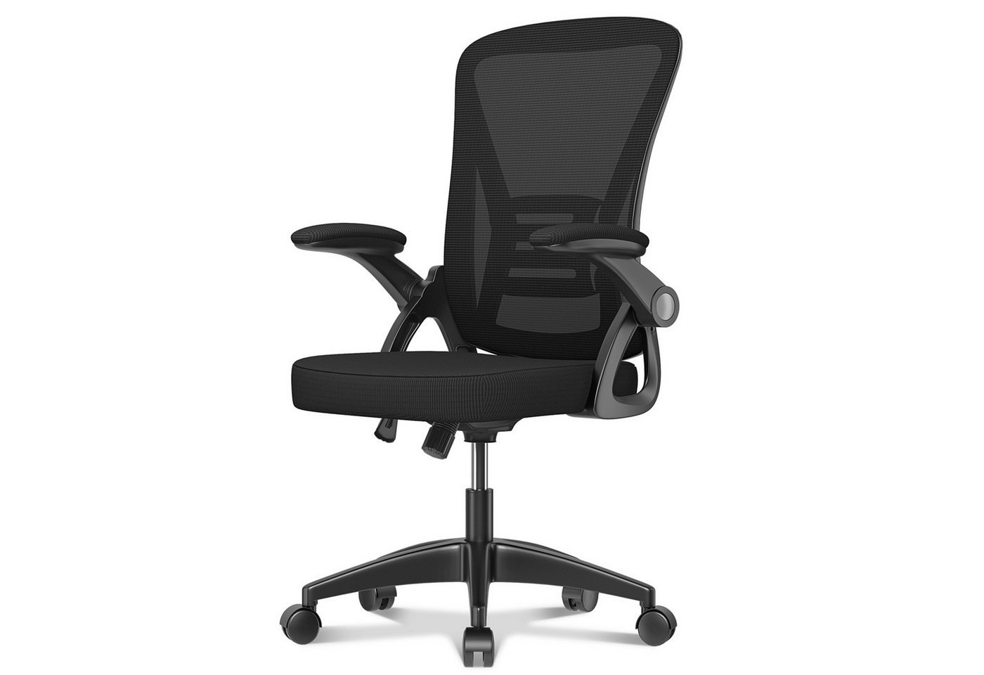 BIGZZIA Bürostuhl Ergonomischer Sitz, Sessel mit 90° klappbarer Armlehne, Lordosenstütze, höhenverstellbar von BIGZZIA