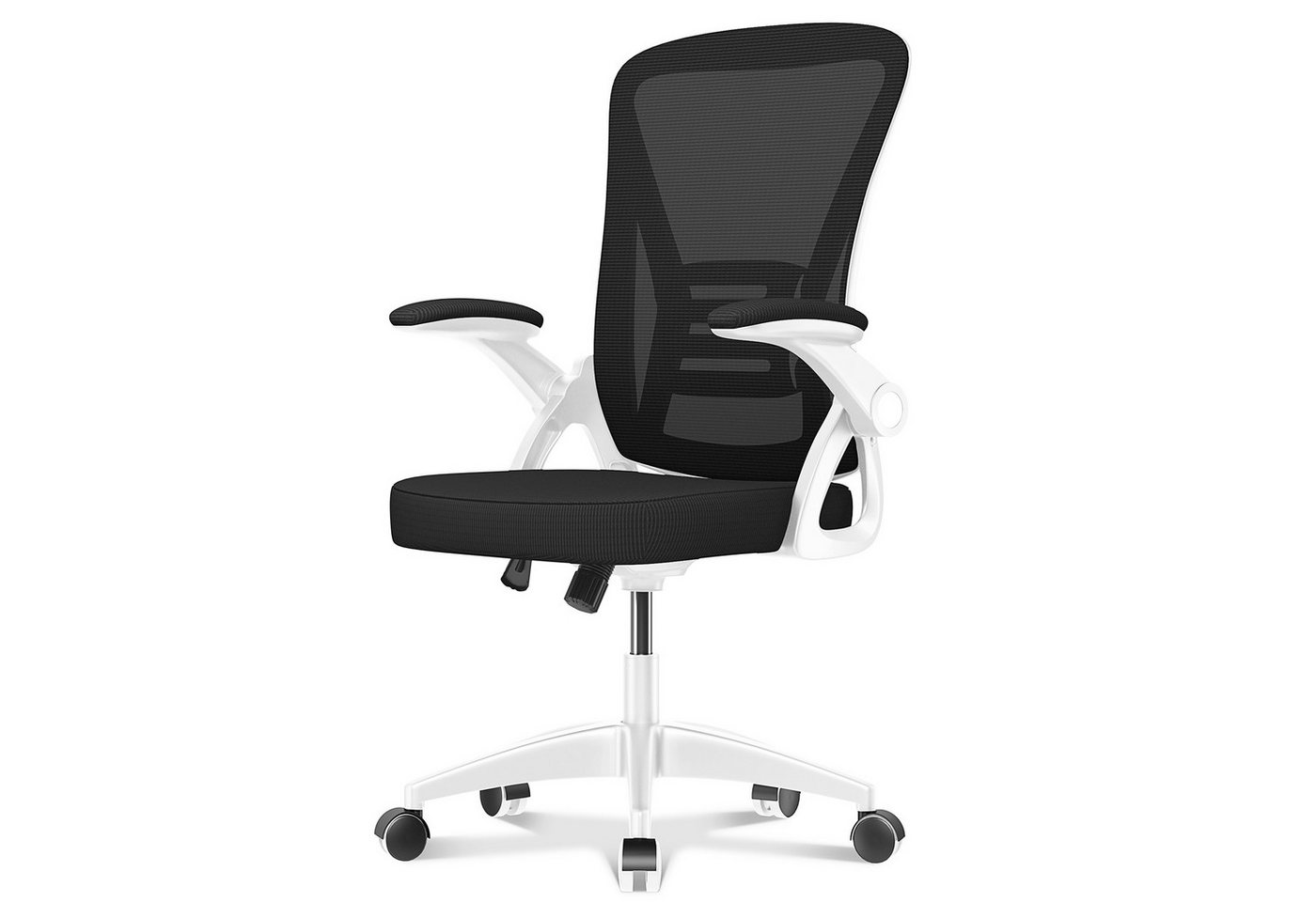 BIGZZIA Bürostuhl Ergonomischer Sitz, Sessel mit 90° klappbarer Armlehne, Lordosenstütze, höhenverstellbar von BIGZZIA