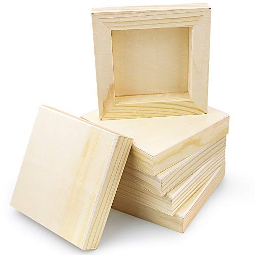 BILLIOTEAM 8 Stück unlackierte quadratische Holzplatten, 10 cm x 10 cm, leere Holzleinwand zum Zeichnen, Malen, Ausgießen, Holzbrennen und Bastelarbeiten von BILLIOTEAM