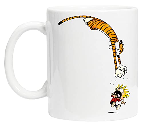 Funny Calvin And Hobbes Wiederverwendbare Tasse aus weißem Glas für Tee und Kaffee Coffe Cup von BIOCLOD