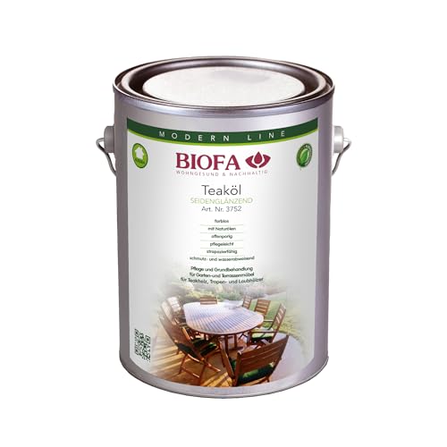 BIOFA Teaköl Natur für Gartenmöbel Holzöl Wetterschutzöl Öl aus natürlichen Rohstoffen - Außenbereich (2,5L) von BIOFA