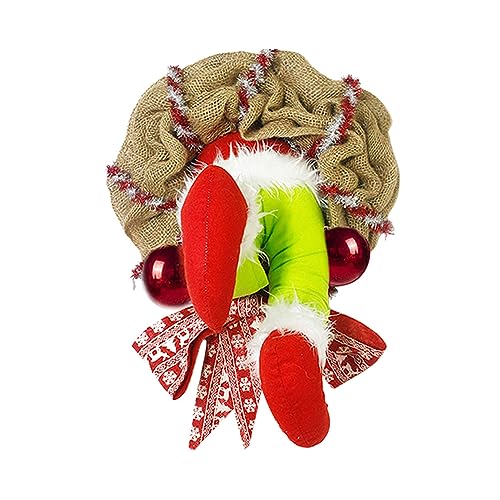 BIOSA 40CM Grinch Kranz WeihnachtsgirlandeLustiger Weihnachtsdieb aus Sackleinen gestohlen hat Türkranz Weihnachten Weihnachtsdeko Kranz deko von BIOSA