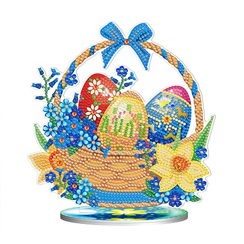 BIOSA 5D Diamond Painting Ostern Deko, DIY Ostern Strass Mosaik Art Craft Kit, Hase Ostereier Desktop Ornamente Geschenk for Ostern Kindergeburtstag Home Dekoration von BIOSA
