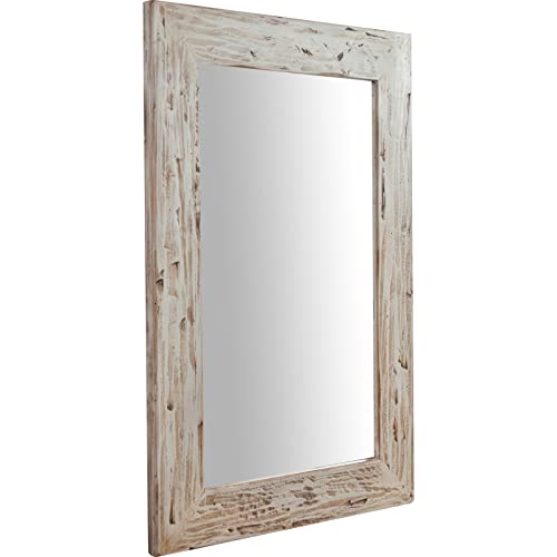 Biscottini Wandspiegel 92 x 4 x 62 cm | Badezimmerspiegel mit cremefarbenem Rahmen | Shabby Spiegel | Dekorative Spiegel für Zuhause | Wandspiegel von Biscottini