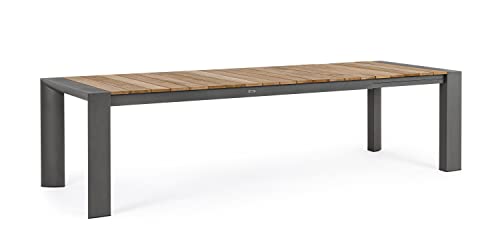 BIZZOTTO Ausziehtisch CAMERON 228/294 x 100 cm anthrazit aus Aluminium mit Latten aus Teakholz von BIZZOTTO