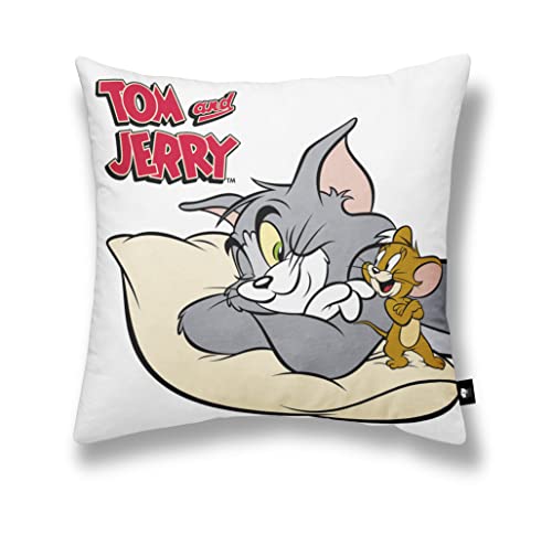 BELUM | Tom&Jerry B Kissenbezug aus 100% Baumwolle, 45 x 45 cm, weicher Kissenbezug, Verschiedene Größen, mehrfarbiger Kissenbezug von BL BELUM