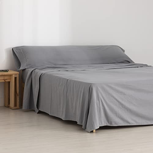 Belum Bettwäsche-Set, Flanell, Grau, 135, 100% Baumwolle, bestehend aus: Bettbezug: 210 x 270 cm, Spannbettlaken: 140 x 200 cm + 30 cm, Kissen: 45 x 155 cm von BL BELUM