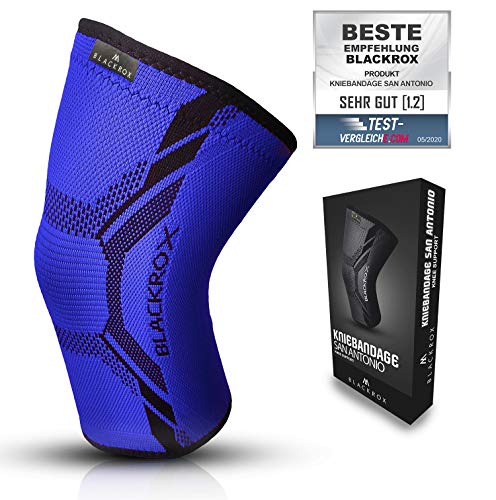 BLACKROX Sport Kniebandage SAN ANTONIO V4 Kniestütze Damen Knie Bandage Herren Meniskus Joggen laufen Kompression Knieschoner Volleyball Atmungsaktiv stabilität kompressionsbandage (Blau, S) von BLACKROX