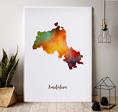 BLAIISRY Kurdistan Karte Moderne Stadt Leinwand Malerei Wandbild Für Wohnzimmer Dekoration Ml443A 40X60Cm Ohne Rahmen von BLAIISRY