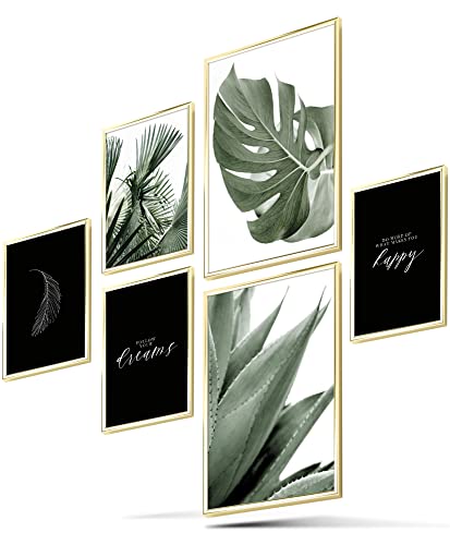 BLCKART Infinity Premium Poster Bilder Set MONSTERA Stilvolle Doppelseitige Poster Wohnzimmer Deko | 2x A3 | 4x A4 (MONSTERA GREEN BLACK | 6er, Ohne Rahmen) von BLCKART