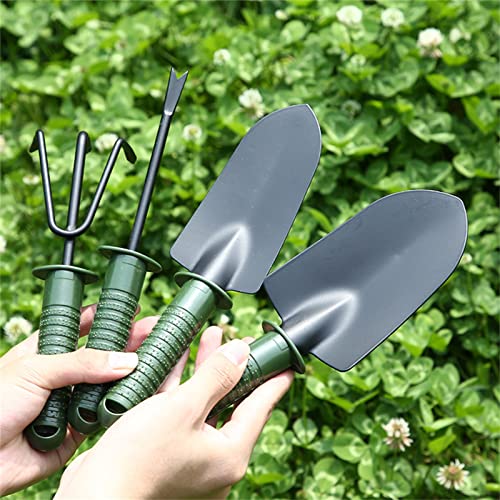 BLSYHDH 4-teiliges Gartenschaufel-Set, Garten-Blumen-Mini-Schaufel-Set, Bonsai-Werkzeuge, Outdoor-Grab-Blumenschaufel, Professionelle Sukkulenten-Topfpflanze aus Eisen für(Grünes vierteiliges Set) von BLSYHDH