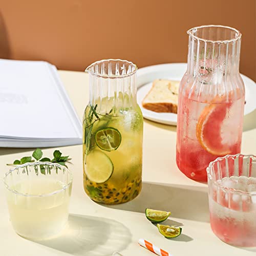 BLSYHDH Glasbecher, Kaltwasserflasche, Glaswasserflasche, Nachttisch-Wasserkaraffe und Glas-Set, Mundwasserflasche, Klarer Saftkrug für Küche, Schlafzimmer, Badezimmer(#1) von BLSYHDH