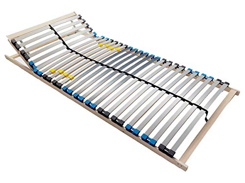 BMM Lattenrost 100x200 cm Standard 28 Leisten/Kopfteilverstellung/TÜV Zertifiziert/7 Zonen/Selbstmontage/für alle Matratzen/Höhe 10 cm/Lattenroste produziert in Deutschland von BMM