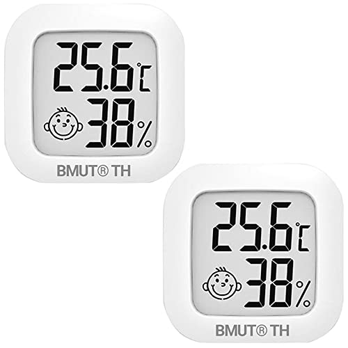 2x Mini Thermometer Hygrometer zum Aufstellen oder Wandmontage Innenraum, Wohnzimmer, Büro (Feuchtigkeit & Temperatur) von BMUT