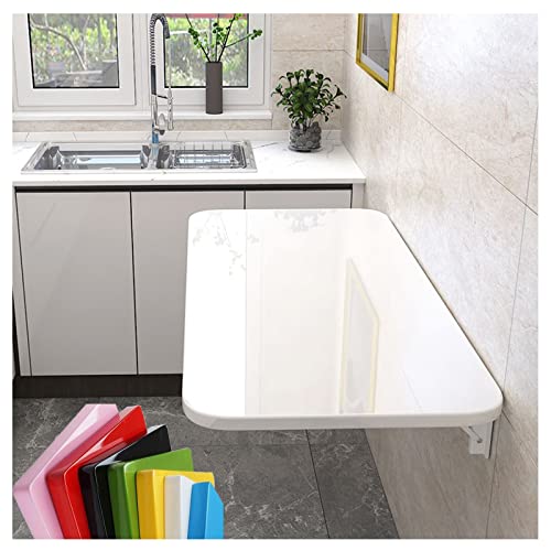 BMXRX Wandklapptisch Klapptisch Wandtisch, Stabiler Klapptisch Wandmontage Platzsparender Schwimmender Schreibtisch Küchentisch Kindermöbel Laptoptisch Esstisch 60x30cm/24x12in White von BMXRX