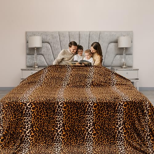 BNuitland Flanelldecke mit Leopardenmuster, große Größe 274 x 228 cm, mit Leoparden-Aufbewahrungstasche, 300 g/m², doppelseitige Bettdecke, leichte, flauschige Sofadecke für Erwachsene, superweiche von BNuitland