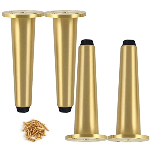 BOCbco Set Mit 4 Verstellbaren Möbelfüßen, Messing-Tischbein, Metall-Möbel-Stützbeine, Verstellbare Höhe 0-12 Mm, Für Schrank, Schrank, Couch, Stuhl, Kleiderschrank, Bett/Gold/120Mm/4.72In von BOCbco