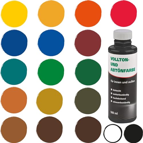 Bodenmeister Abtönfarbe Vollton-Farbe 500 ml, Mischfarbe für Wandfarbe innen und außen, schwarz 904 von BODENMEISTER