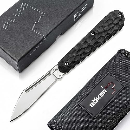 Böker Plus® Koteyka Messer 42a konform - edles Slipjoint Taschenmesser mit Nagelhau - leichtes Klappmesser mit extra scharfer D2 Klinge - klassisches Zweihandmesser mit G10 Griff schwarz von Böker Plus